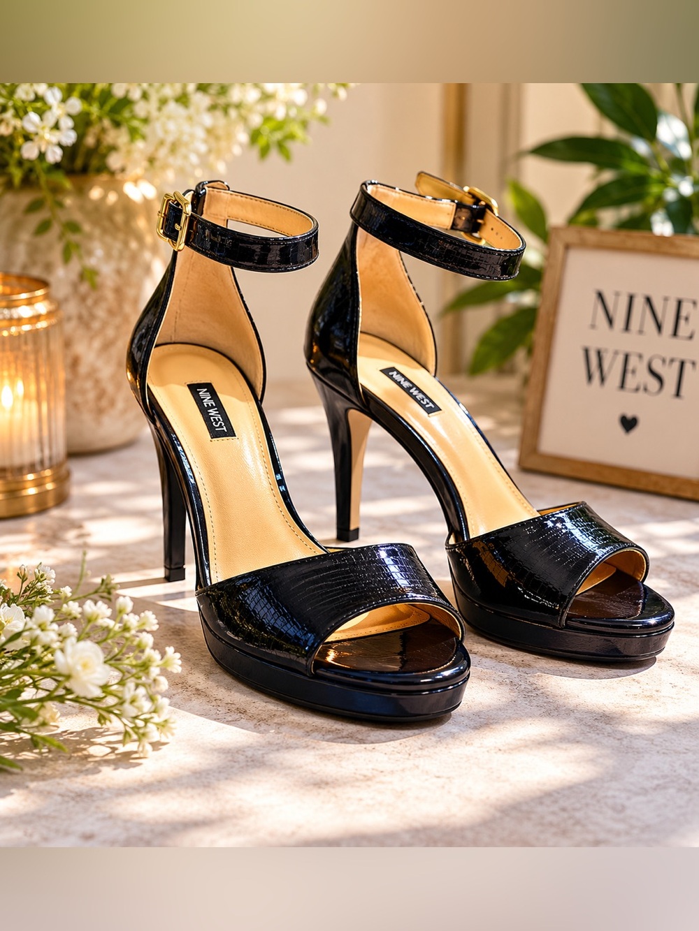 Alex Marie Navy Patent Leather Heels 9.5M | Ankle Strap Career Cocktail